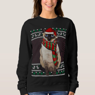 Xmas Siamese Cat Santa Hat Ugly Christmas Sweatshirt