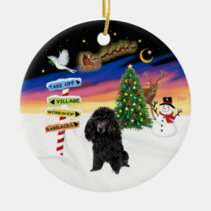 Xmas Signs - Black Toy Poodle Ceramic Ornament