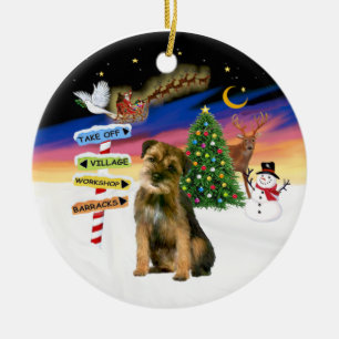 Xmas Signs - Border Terrier Ceramic Tree Decoration