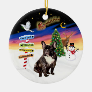 Xmas Signs - Brindle French Bulldog Ceramic Ornament
