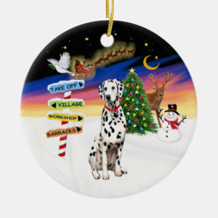 Xmas Signs - Dalmatian - red collar Ceramic Ornament