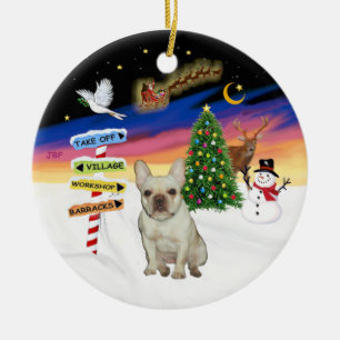 Xmas Signs - Fawn French Bulldog #1 Ceramic Ornament