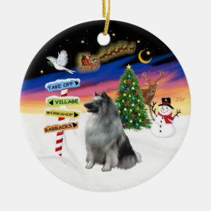 Xmas Signs - Keeshond #1 Ceramic Tree Decoration