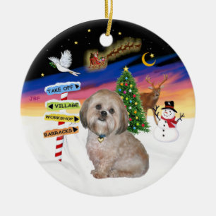 Xmas Signs - Lhasa Apso (L) Ceramic Tree Decoration