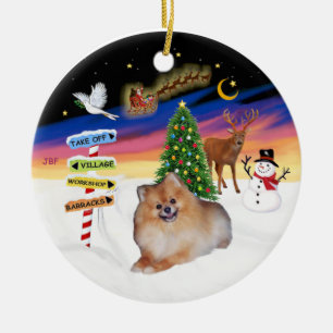 Xmas Signs - Pomeranian #4 Ceramic Ornament