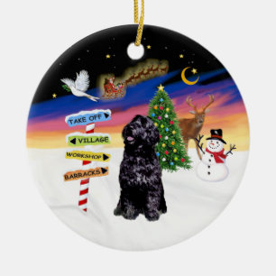Xmas Signs - Portuguese Water Dog (Sit) Ceramic Ornament