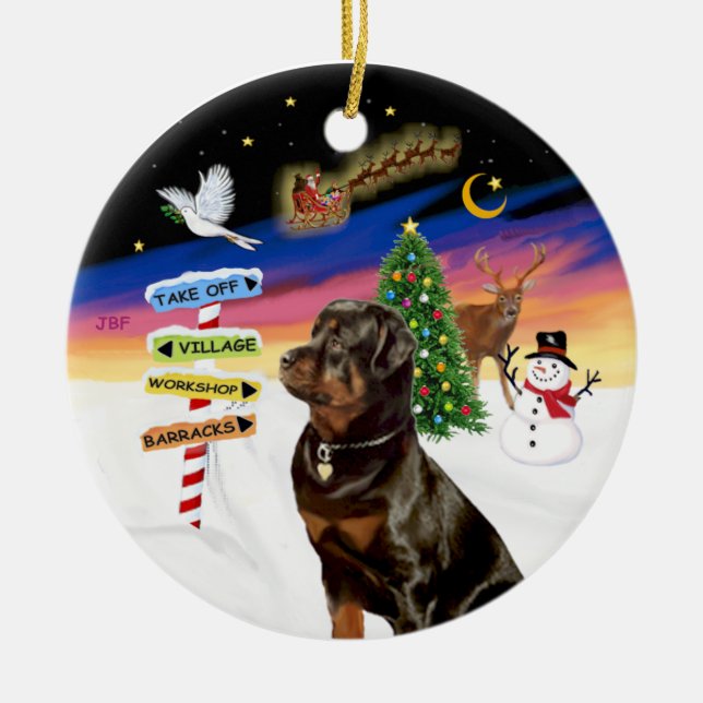 Xmas Signs - Rottweiler Ceramic Ornament (Front)