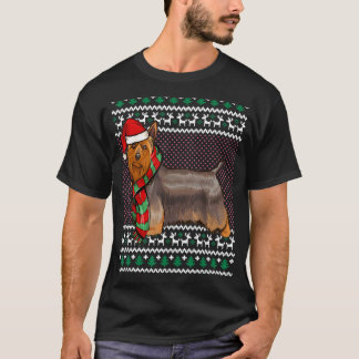 Xmas Silky Terrier Dog Santa Hat Ugly Christmas T-Shirt