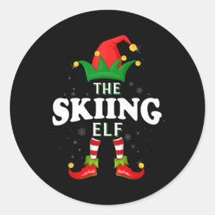 Xmas Skiing Elf Family Matching Christmas Pajama Classic Round Sticker