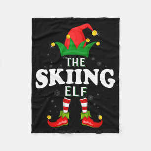 Xmas Skiing Elf Family Matching Christmas Pajama Fleece Blanket