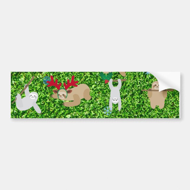 xmas sloth bumper sticker (Front)