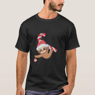Xmas Sloth Candy Cane Cute Merry Slothmas Christma T-Shirt