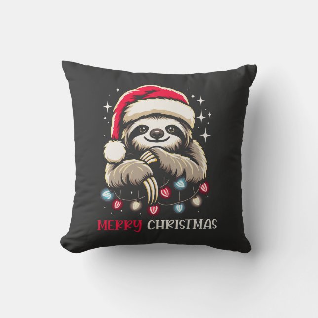 Xmas Sloth Festive Santa Cushion (Front)