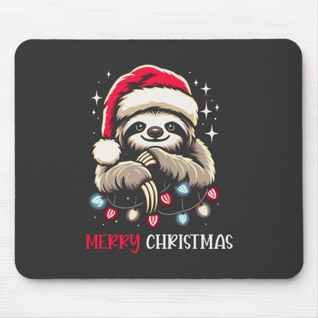 Xmas Sloth Festive Santa Mouse Pad (Front)