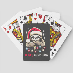 Xmas Sloth Festive Santa Playing Cards