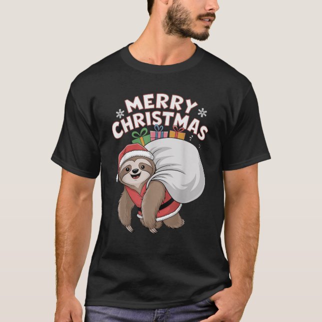 Xmas Sloth Santa on Sloth Christmas  T-Shirt (Front)