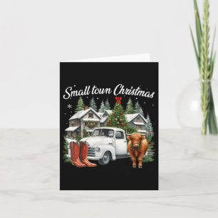 Xmas Small Town Christmas Boot Santa Highland Cow  Card