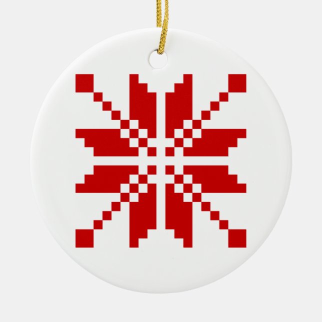 Xmas Snowflake Christmas Pattern Ceramic Ornament (Front)