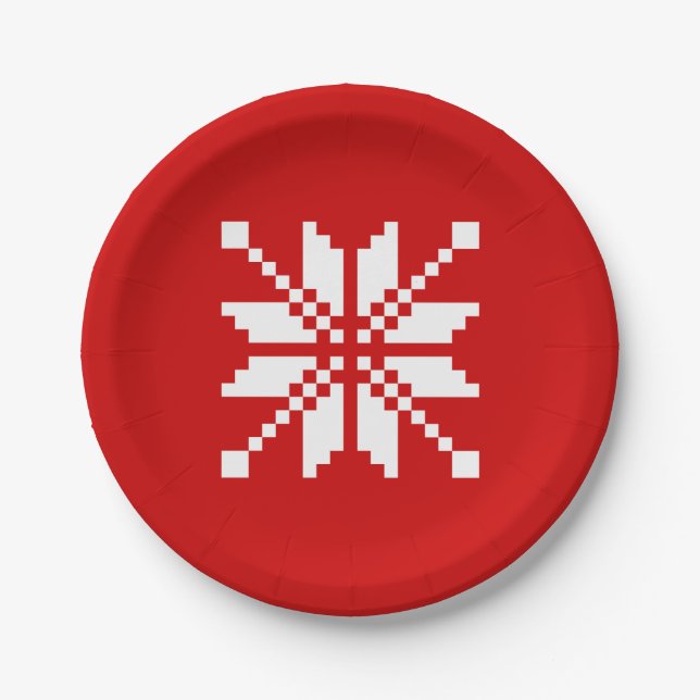 Xmas Snowflake Christmas Pattern Paper Plate (Front)
