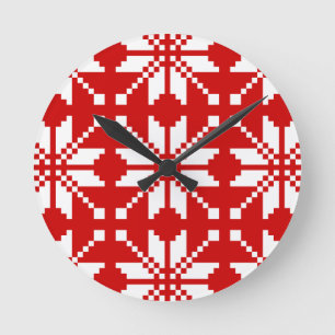 Xmas Snowflake Christmas Pattern Round Clock
