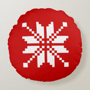 Xmas Snowflake Christmas Pattern Round Cushion