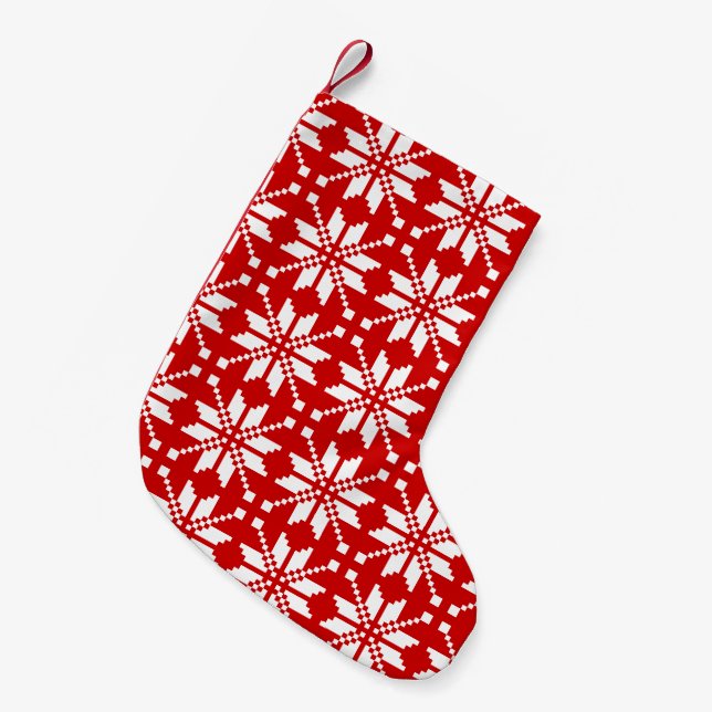 Xmas Snowflake Christmas Pattern Small Christmas Stocking (Front (Hanging))