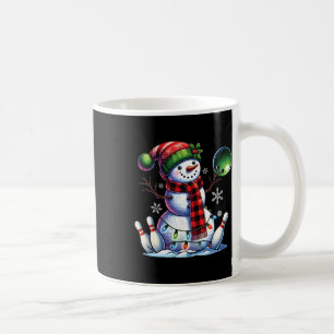 Xmas Snowman Playing Bowling Ll And Pins Christmas Coffee Mug