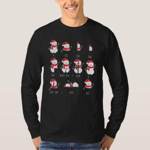 Xmas Snowman Santa Hat Fractions Math Teacher Chri T-Shirt