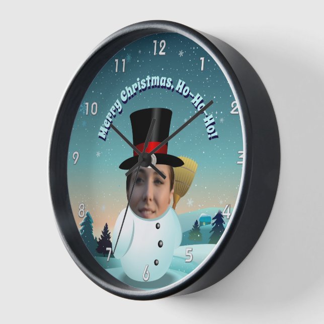 Xmas Snowman With Any Face You Like Wall Clock (Angle)