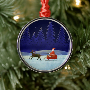 XMAS SNOWY HILLS METAL ORNAMENT