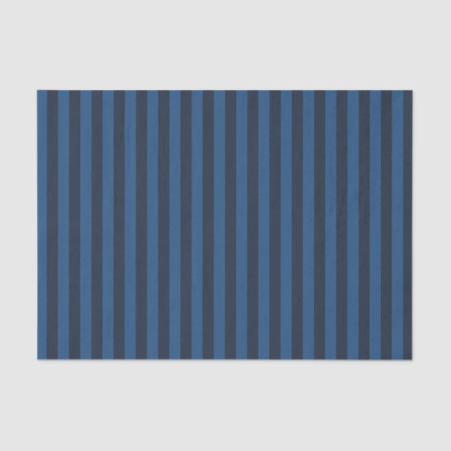 Xmas Snowy Night & Midnight Blue Vertical Stripes Tissue Paper (Front)