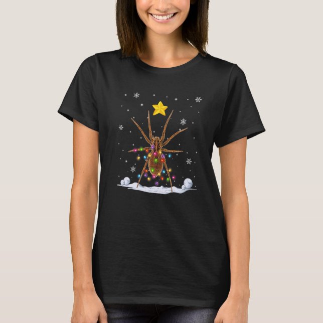 Xmas Spider Animals Christmas Tree Lights T-Shirt (Front)
