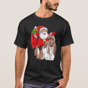 Xmas Squad Funny Santa Riding Shih Tzu Dog Christm T-Shirt