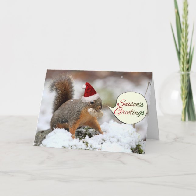 Xmas Squirrel in Snow Holiday Card (Front)