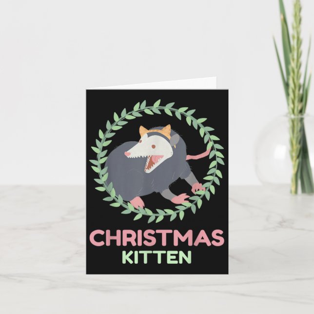 Xmas Ssum Kitten - Creepy Cute Pastel Goth Christm Card (Front)