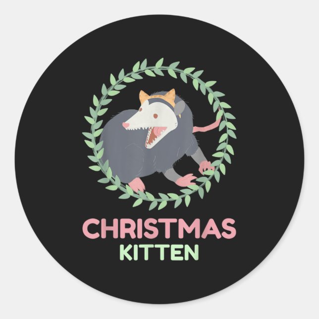 Xmas Ssum Kitten - Creepy Cute Pastel Goth Christm Classic Round Sticker (Front)