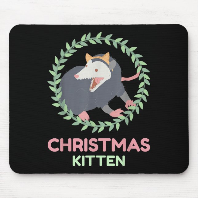 Xmas Ssum Kitten - Creepy Cute Pastel Goth Christm Mouse Pad (Front)