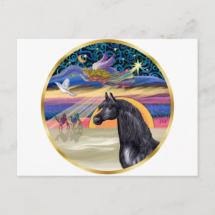 Xmas Star - Black Arabian Horse Holiday Postcard