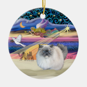 Xmas Star - Blue Smoke Himalayan cat Ceramic Ornament