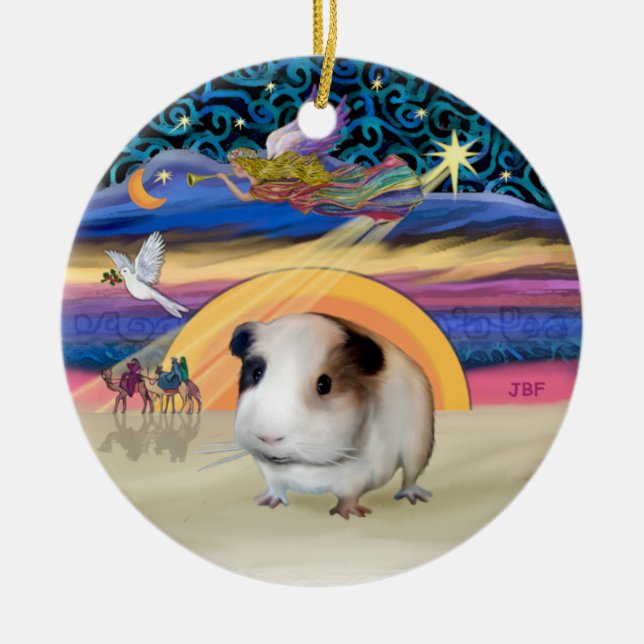 Xmas Star - Guinea Pig #1 Ceramic Tree Decoration (Front)