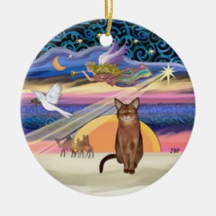 Xmas Star - Ruddy Abyssinian cat Ceramic Ornament