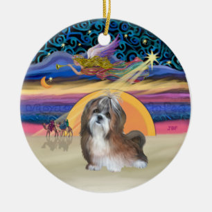 Xmas Star - Shih Tzu #8 (brown-cream) Ceramic Ornament