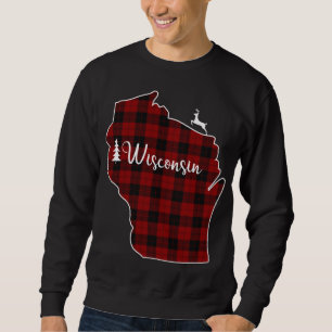 Xmas Stocking for Mum Red Plaid Deer Tree Wisconsi Sweatshirt