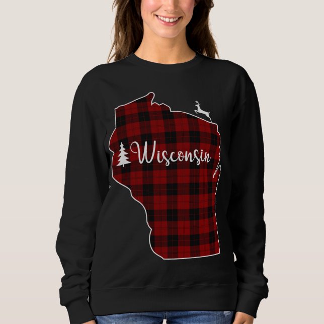 Xmas Stocking for Mum Red Plaid Deer Tree Wisconsi Sweatshirt (Front)