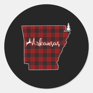 Xmas Stockings For Family Red Plaid Deer Tree Arka Classic Round Sticker