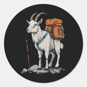 Xmas Store Mountain Goat Backpacker Camping Hiking Classic Round Sticker