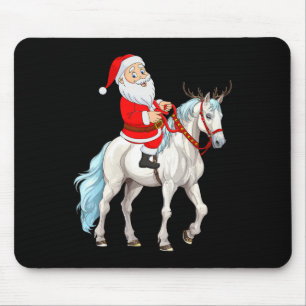 Xmas Style Reindeer Santa Riding Horse Christmas Mouse Pad