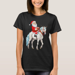 Xmas Style Reindeer Santa Riding Horse Christmas  T-Shirt