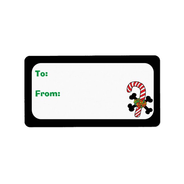 Xmas Sugar Skull Candy Cane Label (Front)