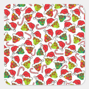 Xmas Sugar Skull Square Sticker